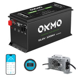 OKMO 48V 100Ah Bluetooth Lithium Battery with Charger for Golf Cart and Off-Grid