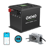 OKMO 36V 100Ah Bluetooth Lithium Battery with Charger for Golf Cart and Marine Electric Boat Battery