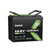 OKMO 12V 100Ah Group 24 LiFePO4 Lithium Battery 100A BMS 15000+ Deep Cycles for RV, Vans & Camper Batteries
