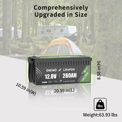 OKMO 12V 280Ah LifePo4 Lithium Battery 15,000+ Deep Cycles for Marine RVs Home storage UPS Power and Backup Power