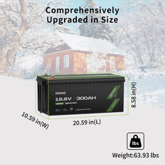 OKMO 12V 300Ah LiFePO4 Lithium Battery for RV, Vans & Camper