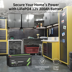 OKMO 12V 300Ah LiFePO4 Lithium Battery for RV, Vans & Camper