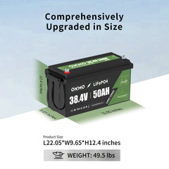 OKMO 36V 50Ah Lifepo4 Lithium Battery for Marine Trolling Motor and Golf Cart