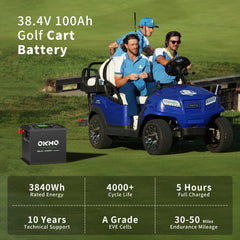OKMO 36V 100Ah Bluetooth Lithium Battery with Charger for Golf Cart and Marine Electric Boat Battery