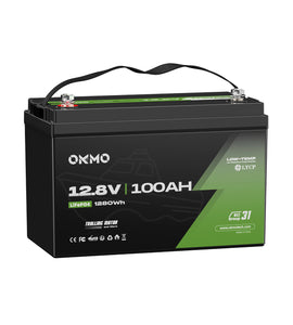 OKMO 12V 100Ah TM LifePo4 Lithium Battery for Marine Trolling Motor Battery