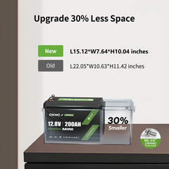 OKMO 12V 200Ah Mini LiFePO4 Battery for RV, Solar, Marine & Off-Grid Power