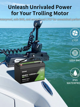 OKMO 12V 100Ah TM LifePo4 Lithium Marine Trolling Motor Battery with Bluetooth