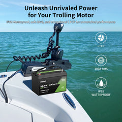 OKMO 12V 100Ah TM LifePo4 Lithium Marine Trolling Motor Battery with Bluetooth