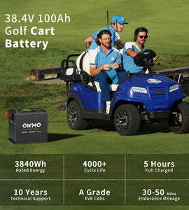 OKMO 36V 100Ah Bluetooth Lithium Battery for Golf Cart and Marine Electric Boat Battery