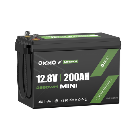 OKMO 12V 200Ah Mini LiFePO4 Battery for RV, Solar, Marine & Off-Grid Power