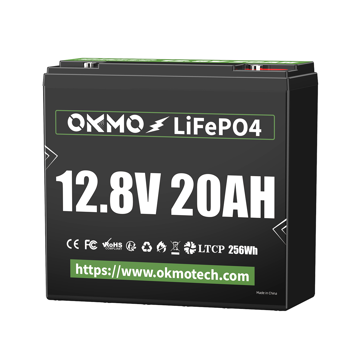 OKMO 12V 20Ah LiFePO4 Lithium Battery 4000+ Deep Cycles for UPS Kayak Fish Finder