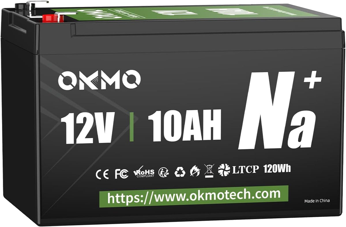 OKMO Sodium-Ion Battery 12V 10A, Rechargeable Na-Ion Battery, Lightweight & Safe Energy Storage