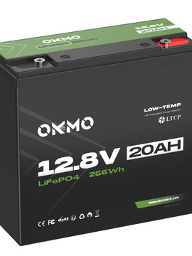 OKMO 12V 20Ah LiFePO4 Lithium Battery 4000+ Deep Cycles for UPS Kayak Fish Finder