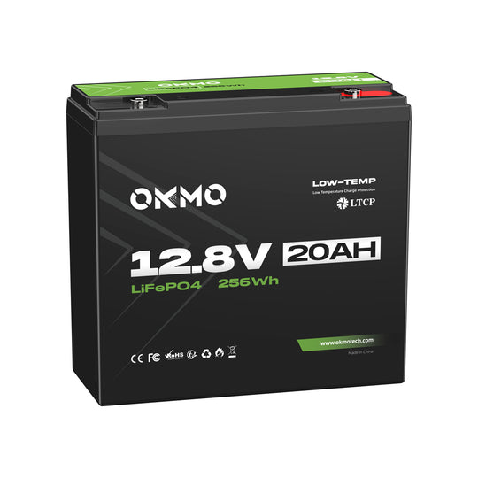 OKMO 12V 20Ah LiFePO4 Lithium Battery 4000+ Deep Cycles for UPS Kayak Fish Finder