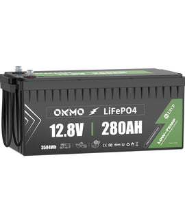 OKMO 12V 280Ah LifePo4 Lithium Battery 15,000+ Deep Cycles for Marine RVs Home storage UPS Power and Backup Power