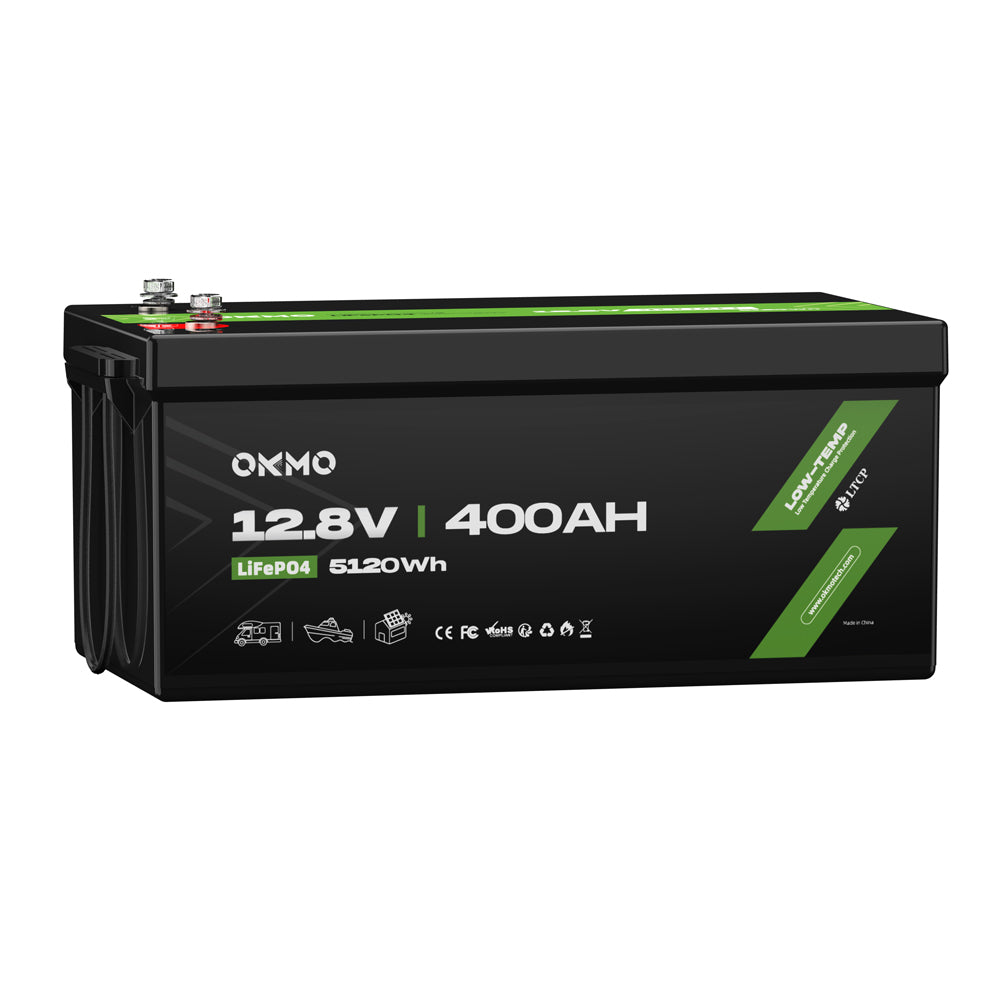 OKMO 12V 400Ah LiFePO4 8D Deep Cycle Lithium Battery with 15000+