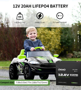 OKMO 12V 20Ah LiFePO4 Lithium Battery 4000+ Deep Cycles for UPS Kayak Fish Finder