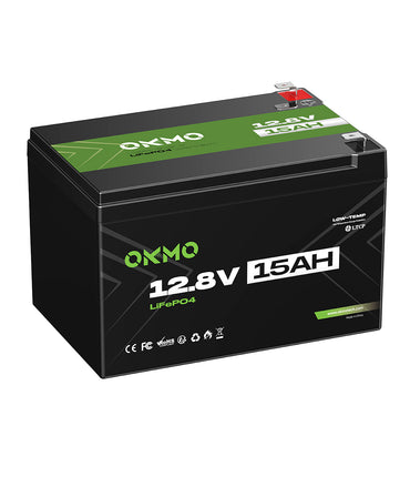 OKMO 12V 15Ah LiFePO4 Lithium Battery 4000+ Deep Cycles for Kayak Fish Finder