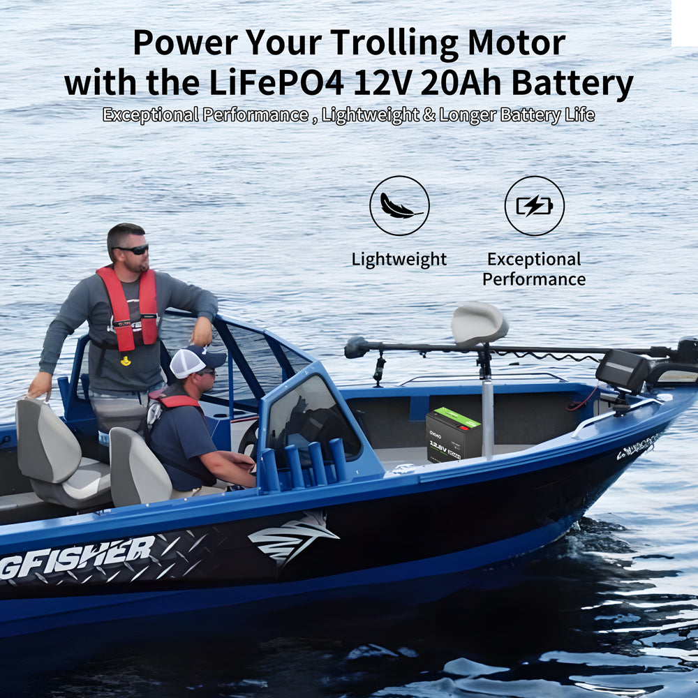 OKMO 12V 20Ah LiFePO4 Lithium Battery 4000+ Deep Cycles for UPS Kayak Fish Finder